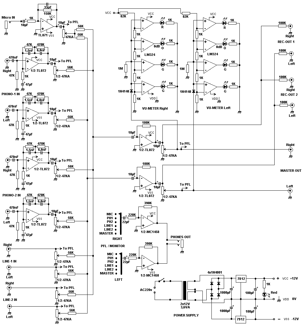 table de mixage schema electronique
