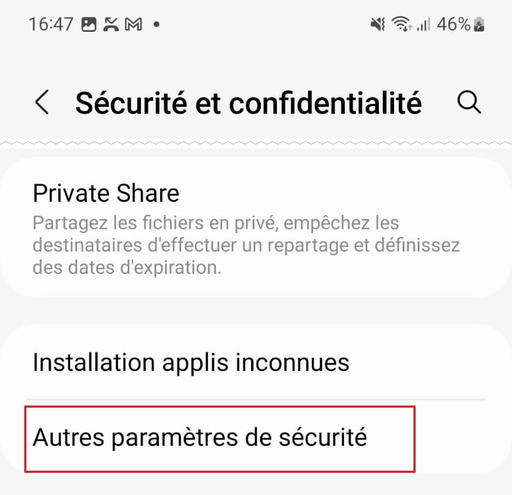 Sécurité et confidentialité : Autres paramètres de sécurité