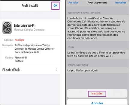 Installation du profil