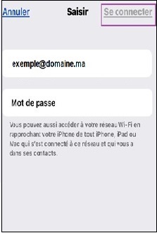 Saisie de l'identifiant et du mot de passe