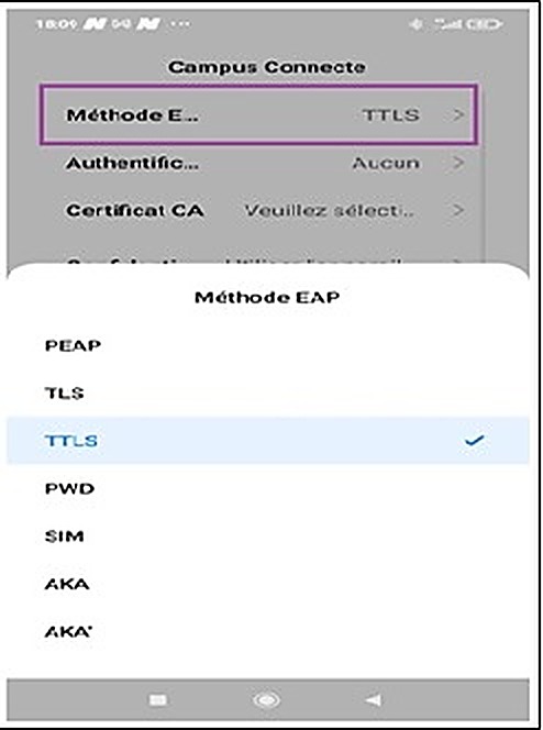 Méthode EAP : TTLS