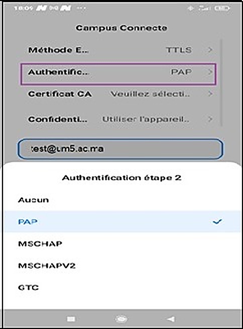 Authentification phase 2 : PAP